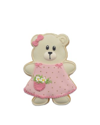 Bolacha Amanteigada Ursa com Vestido Rosa e Poá 30g