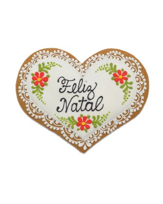 Bolacha de Mel com Especiarias Coração rendado Feliz Natal 20g