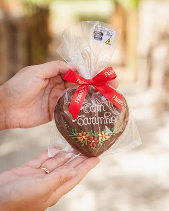 Coração de Pão de Mel com Chocolate 30g - Com Carinho - CV
