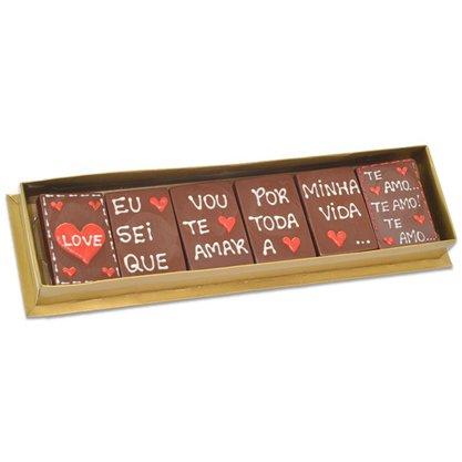 Kit Barrinhas de Chocolate com Frase Eu Sei que vou de Amar 150g