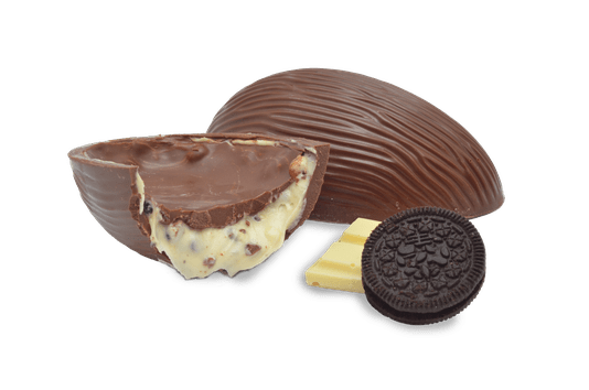Ovo de Chocolate ao  Leite com Recheio de Chocolate Branco e Cookies 300g