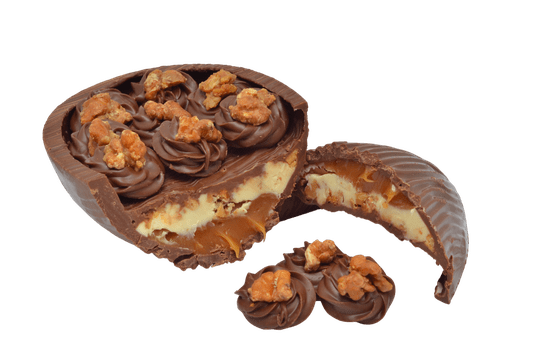 Ovo de Chocolate ao Leite com Recheio de Crocante de Nozes e Caramelo 350g