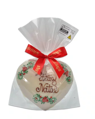 Pão de Mel Coração Feliz Natal Chocolate Branco P 30g