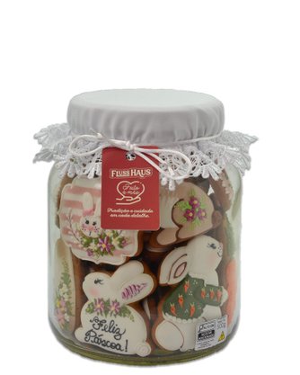 Pote Bolacha de Mel Decorada M com touca de Gripir 500g Páscoa