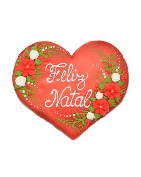 Bolacha Amanteigada Coração Vermelho Feliz Natal 35g