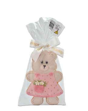 Bolacha Amanteigada Ursa com Vestido Rosa e Poá 30g
