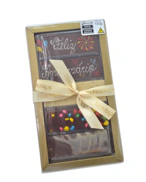 Caixa com 5 barras Feliz Aniversário 100g