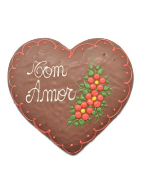 Coração de Pão de Mel com Chocolate 120g Com Amor