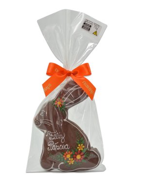 Pão de Mel com Chocolate Preto Coelho com Flores Coloridas 70g